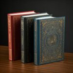 three books standing upright